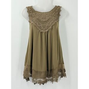 NWT NY&CO Boho Festival Lace Crochet Mesh Tank Top Womens sz M fairy grunge